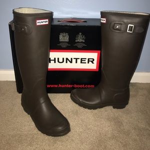 Dark brown tall Hunter rain boots